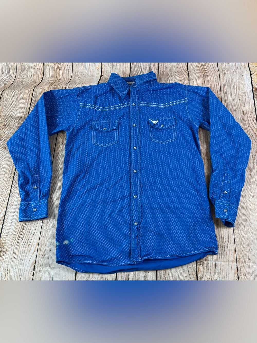 Cowboy Hardware Boys Blue Long Sleeve Western Pearl Snap Shirt XL 14/16